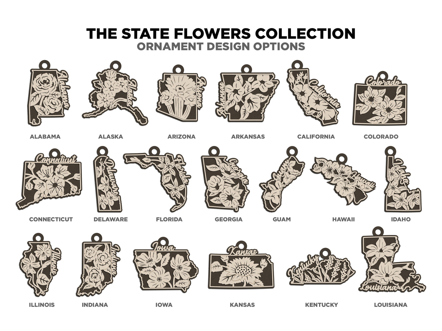 STATE FLOWER Wooden Layered Sign (~11")