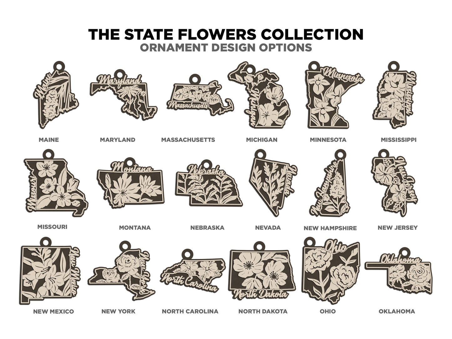 STATE FLOWER Wooden Layered Sign (~11")