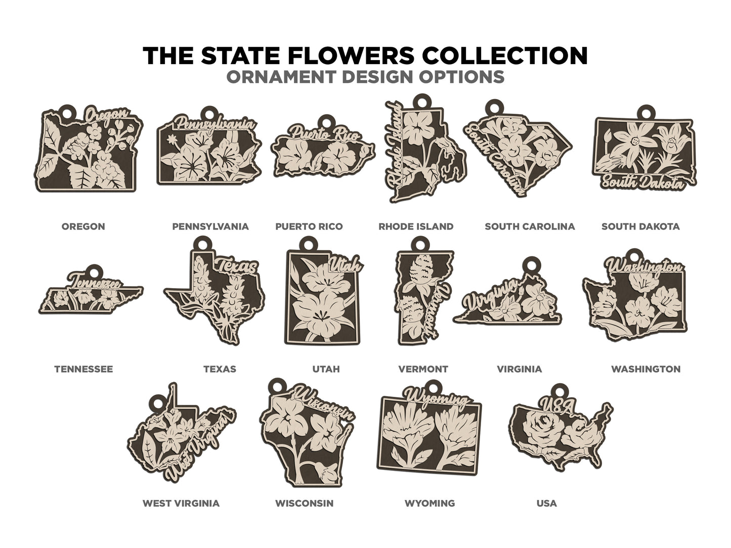 STATE FLOWER Wooden Layered Sign (~11")