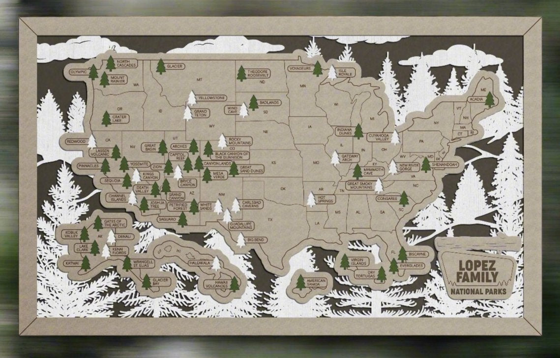 US National Parks Map ( 18” x 11” )