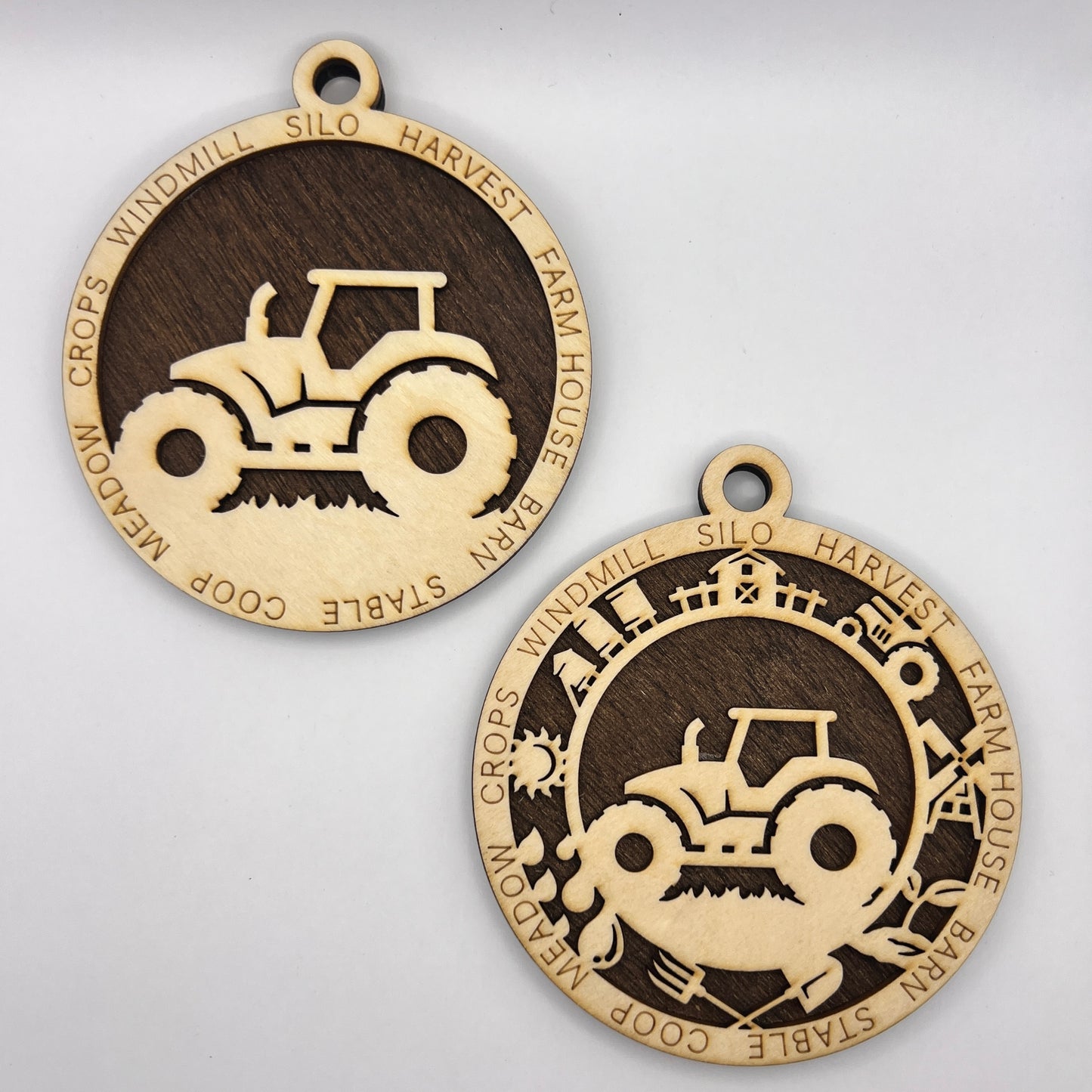"Tractor" Wooden Layered Ornament - 2 styles available