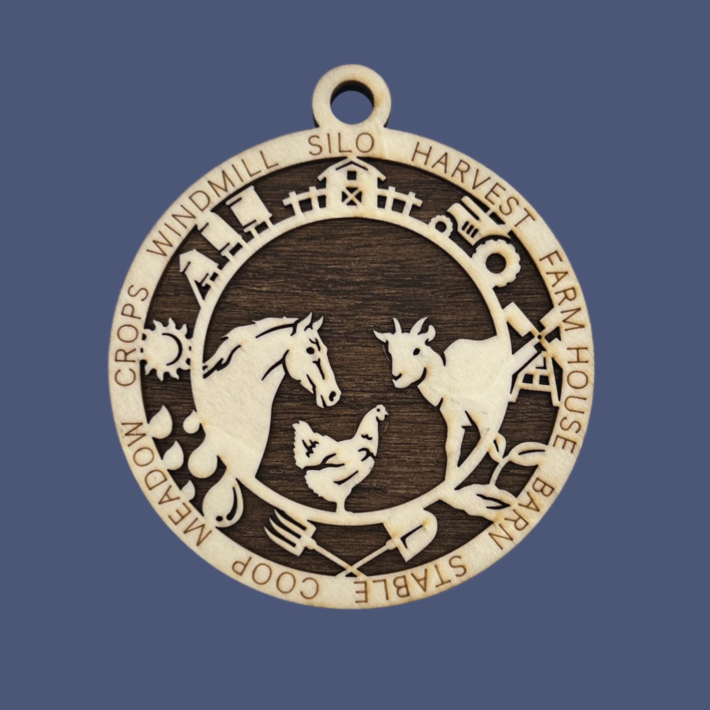 "Farm Animals" Wooden Layered Ornament / Magnet / Coaster