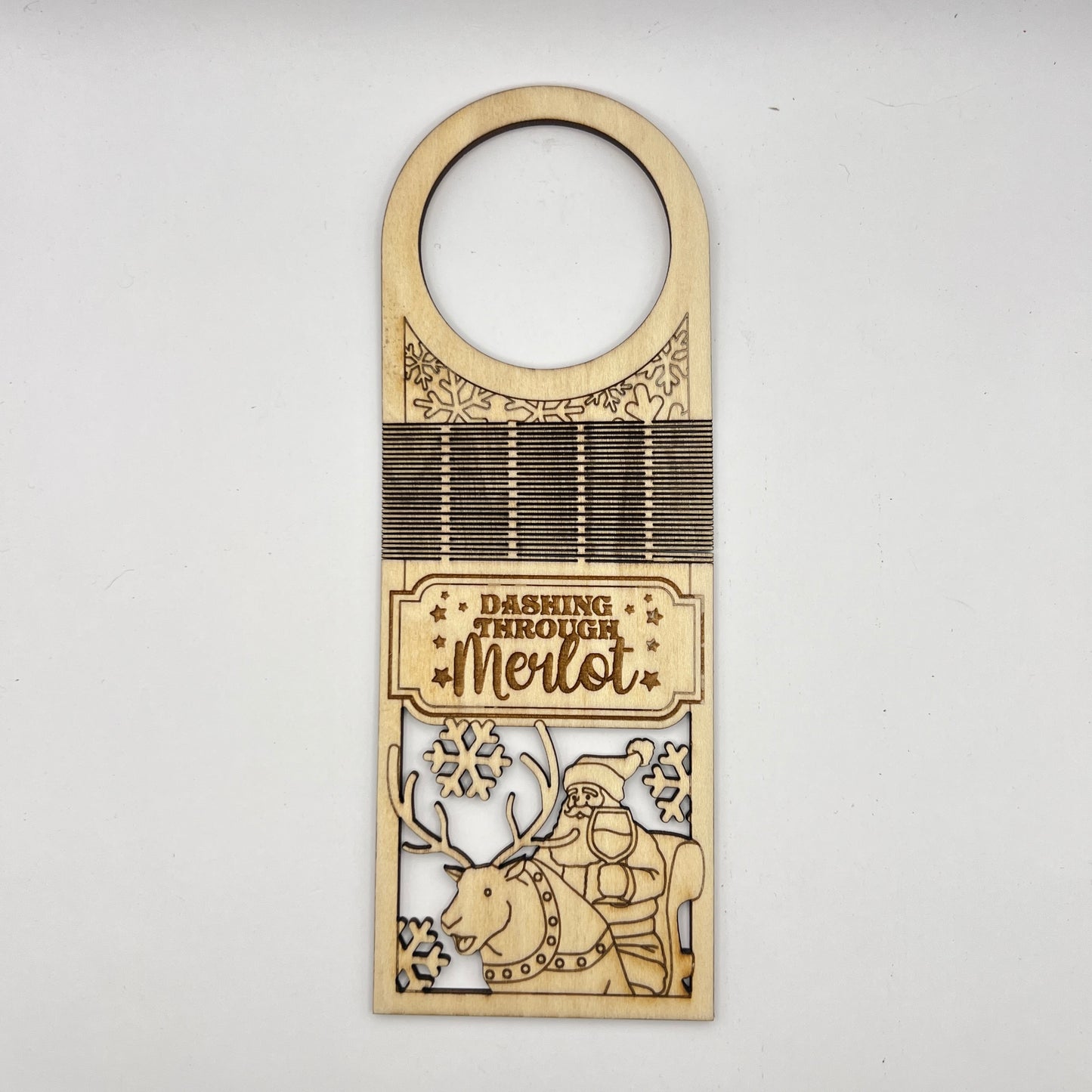 "Dashing through Merlot" Wooden Gift Wine Tag