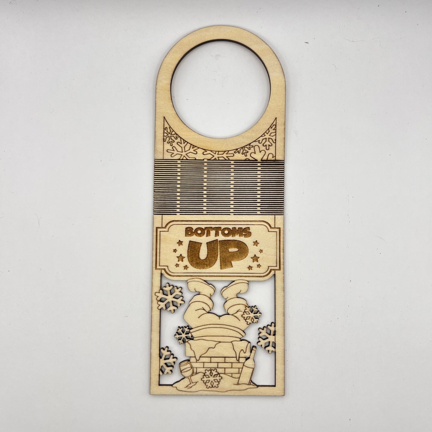 "Bottoms Up" Wooden Gift Wine Tag
