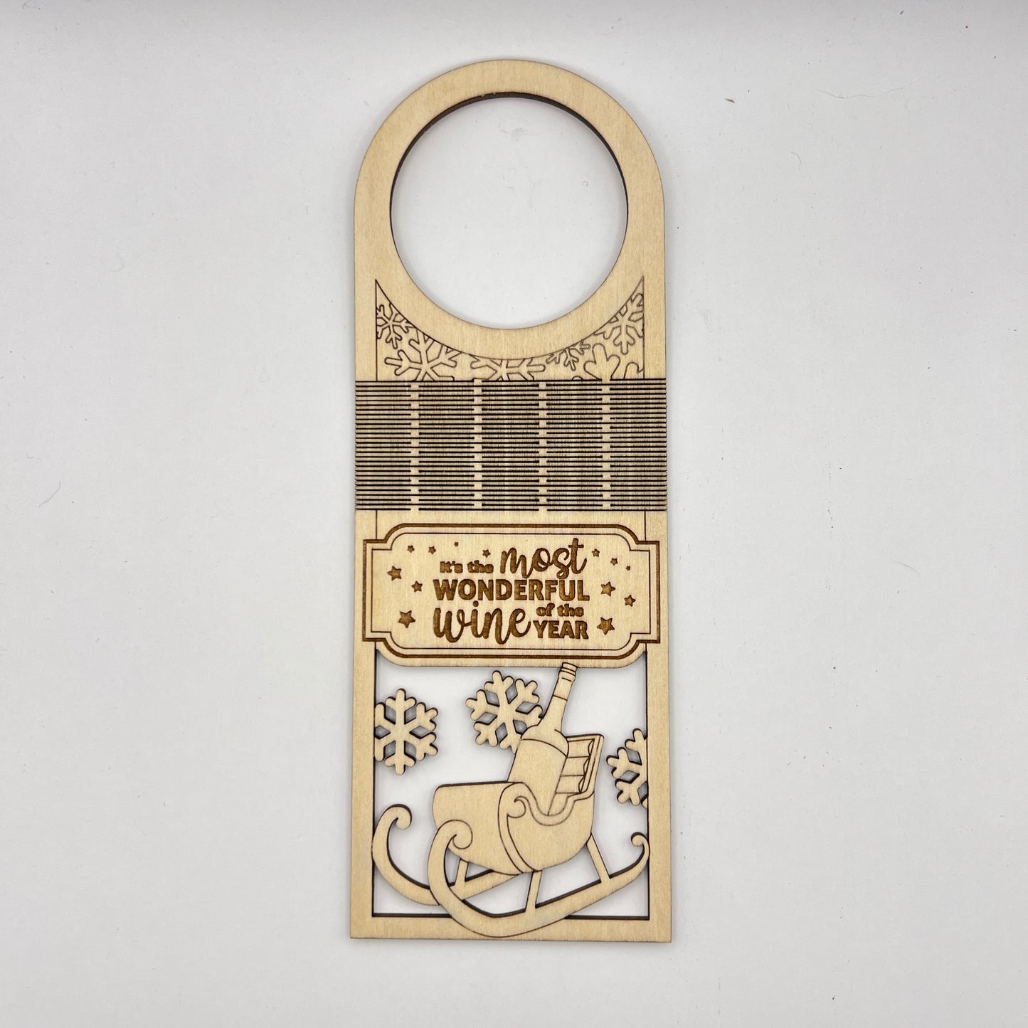 "It's the most wonderful wine of the year" Wooden Gift Wine Tag