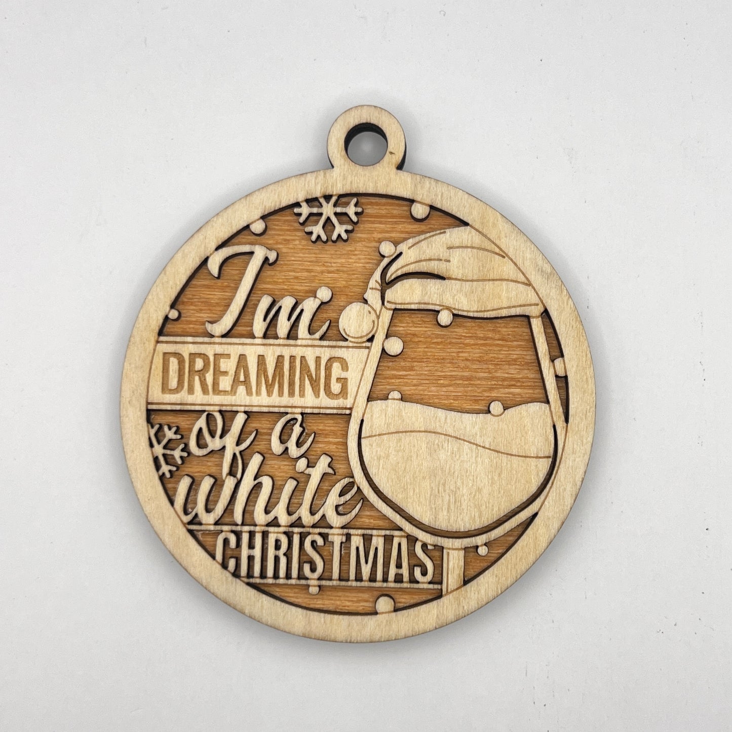"I'm dreaming of a white Christmas" - Wooden Layered Ornament / Magnet / Coaster