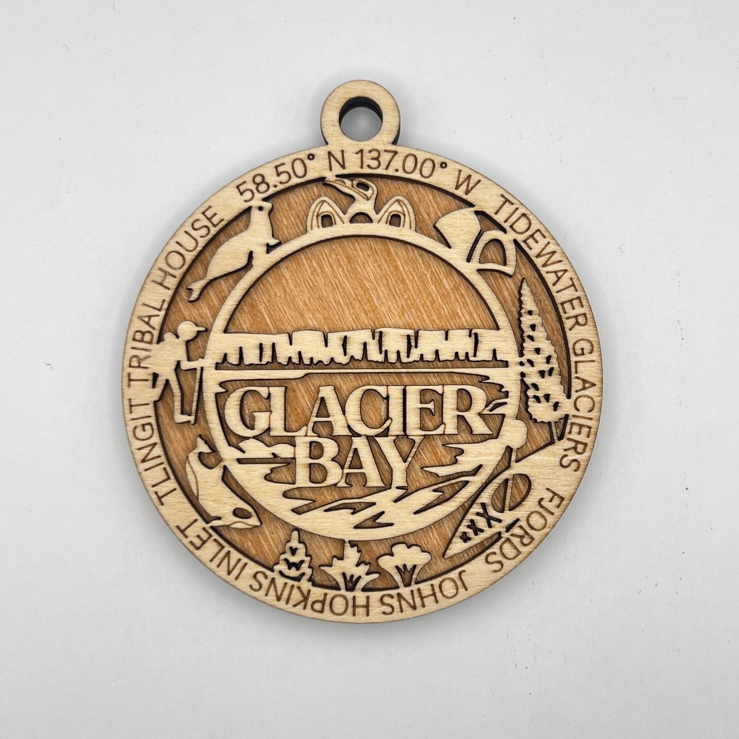 GLACIER BAY - National Parks & Landmarks - Wooden Layered Ornament / Magnet / Coaster