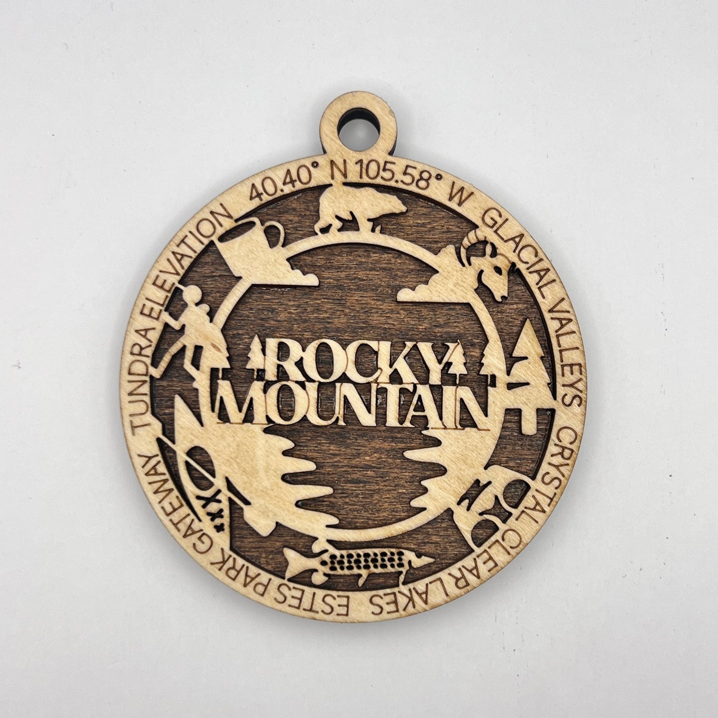 ROCKY MOUNTAIN- National Parks & Landmarks - Wooden Layered Ornament / Magnet / Coaster