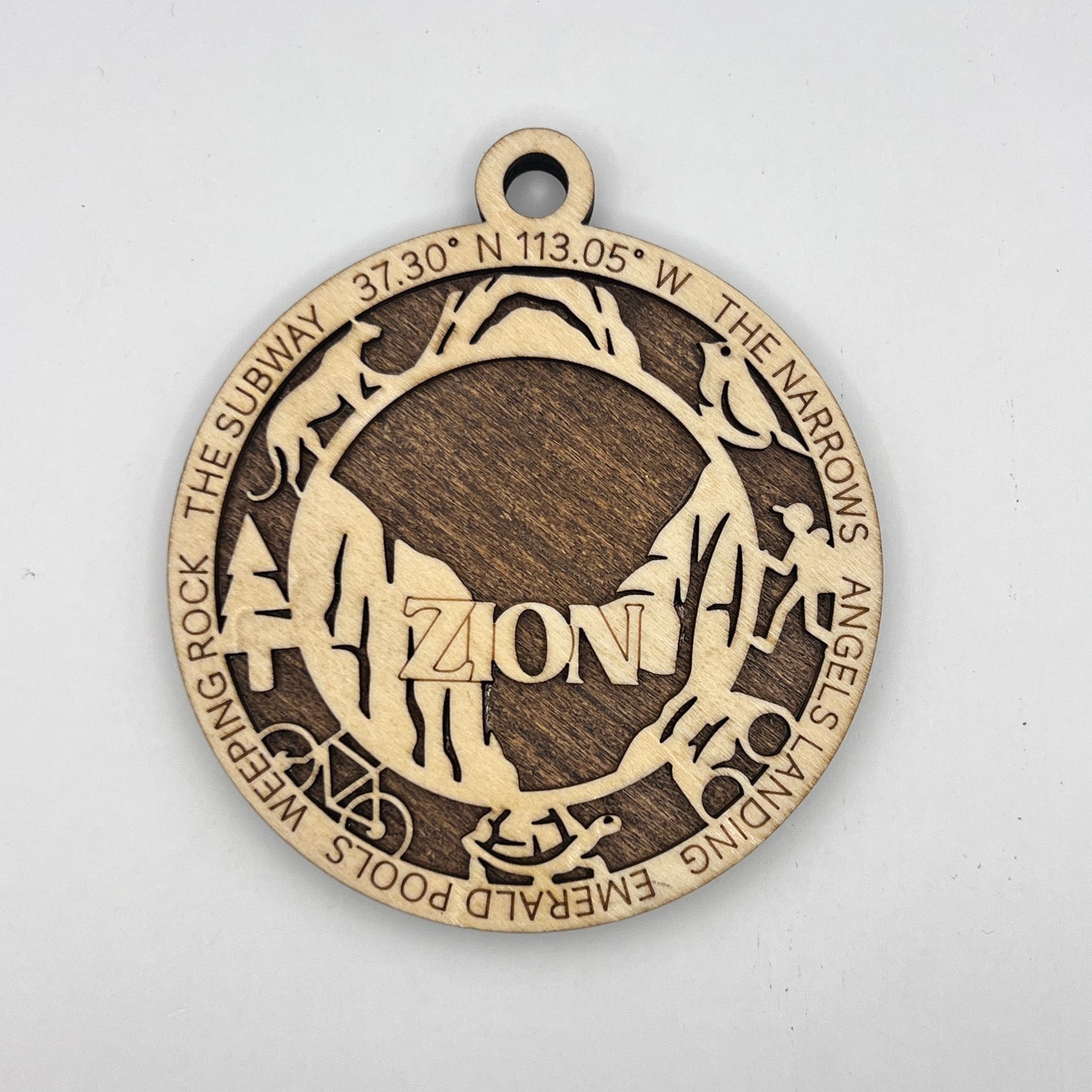 ZION- National Parks & Landmarks - Wooden Layered Ornament / Magnet / Coaster
