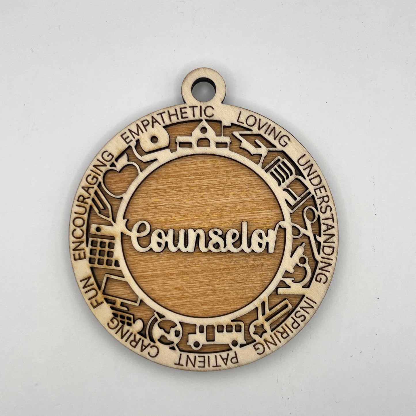 "Counselor" Wooden Layered Ornament / Magnet / Coaster