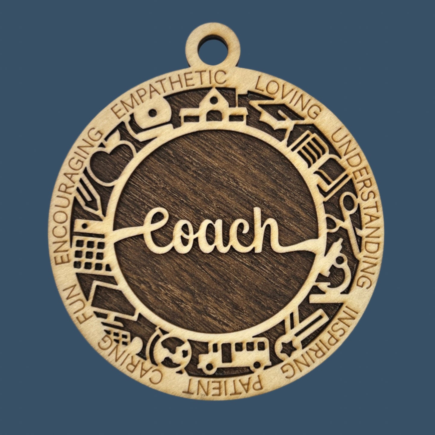 "Coach" Wooden Layered Ornament / Magnet / Coaster