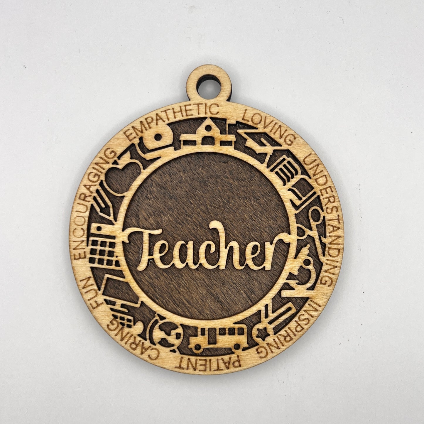 "Teacher" Wooden Layered Ornament / Magnet / Coaster