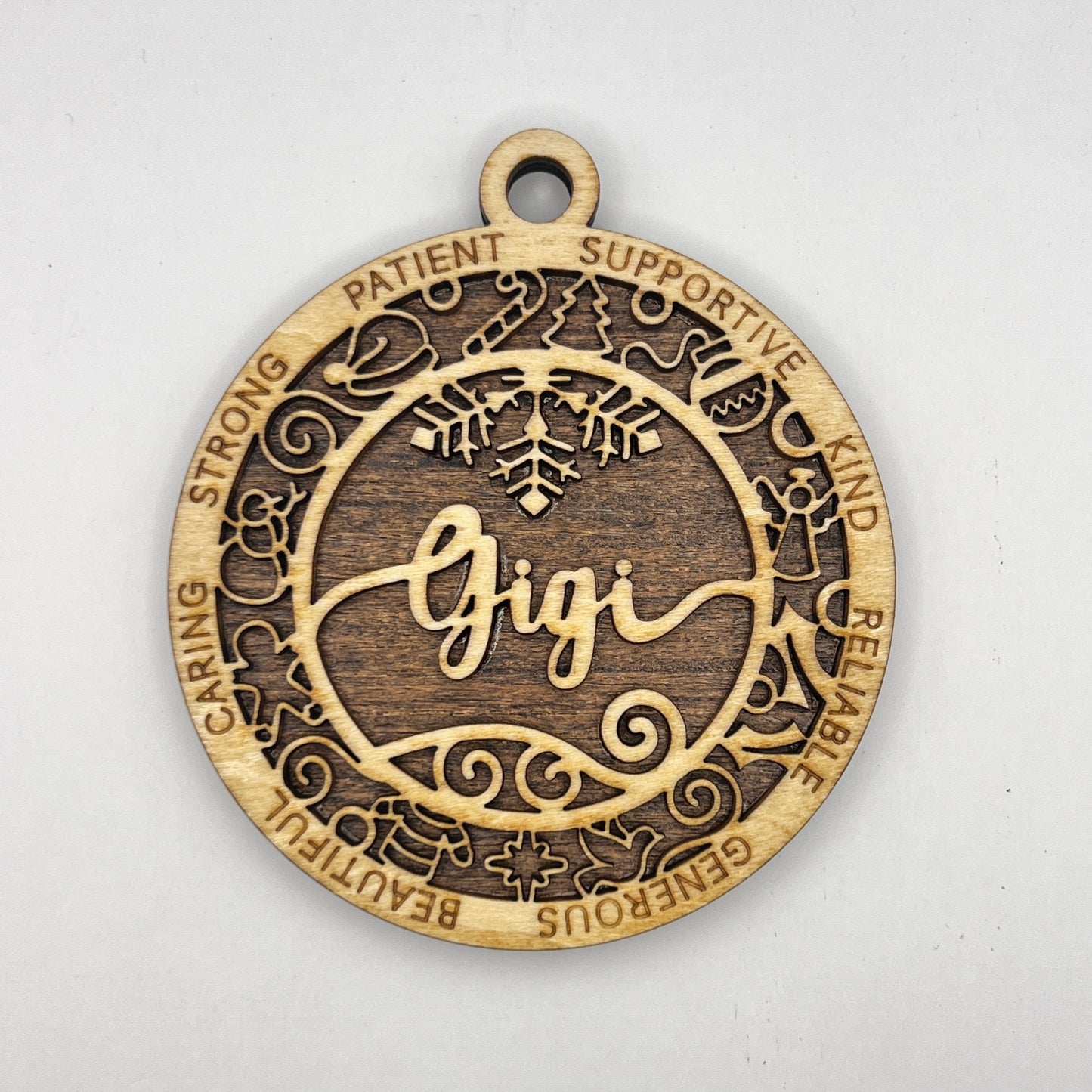 "GiGi" Wooden Layered Ornament / Magnet / Coaster