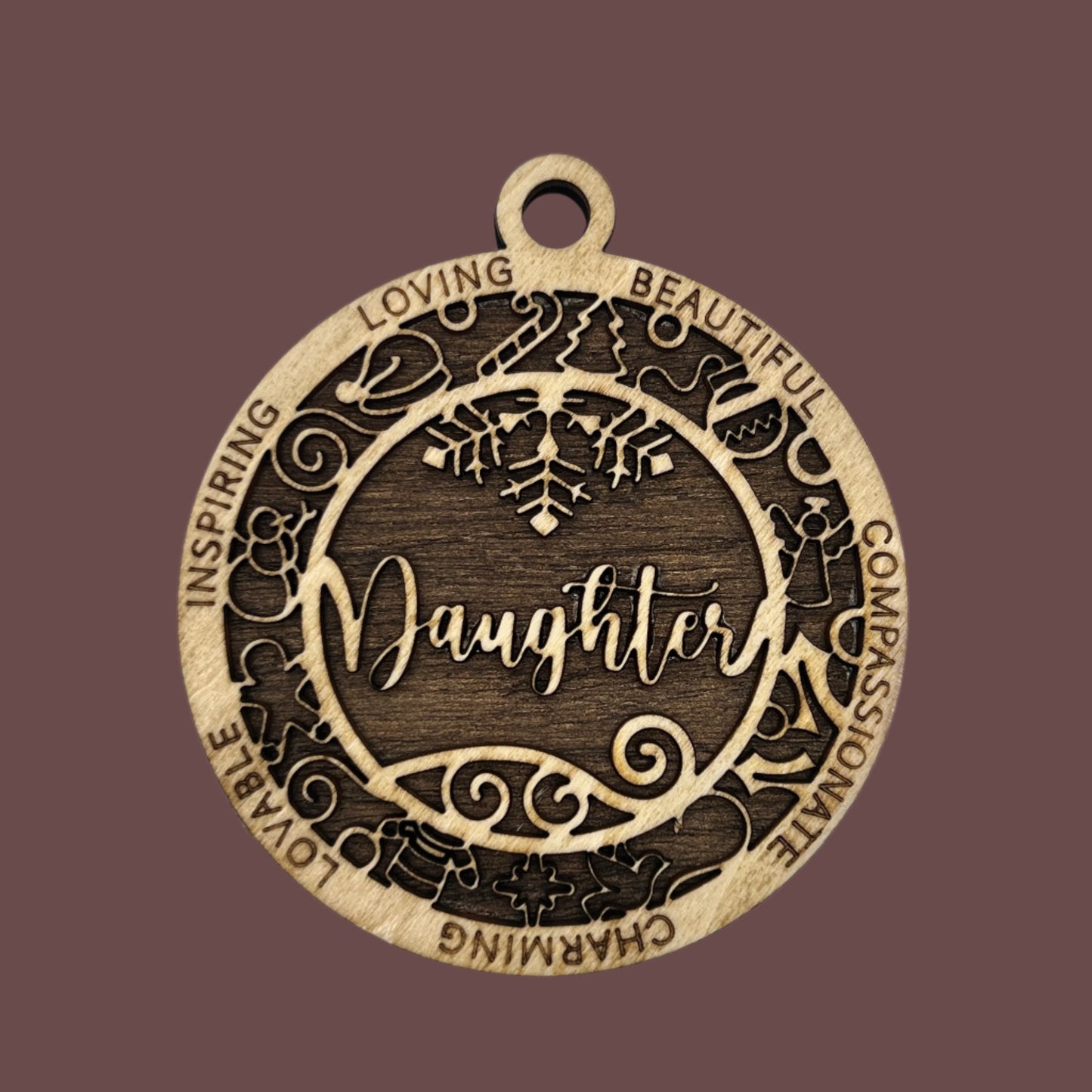 "Daughter" Wooden Layered Ornament / Magnet / Coaster