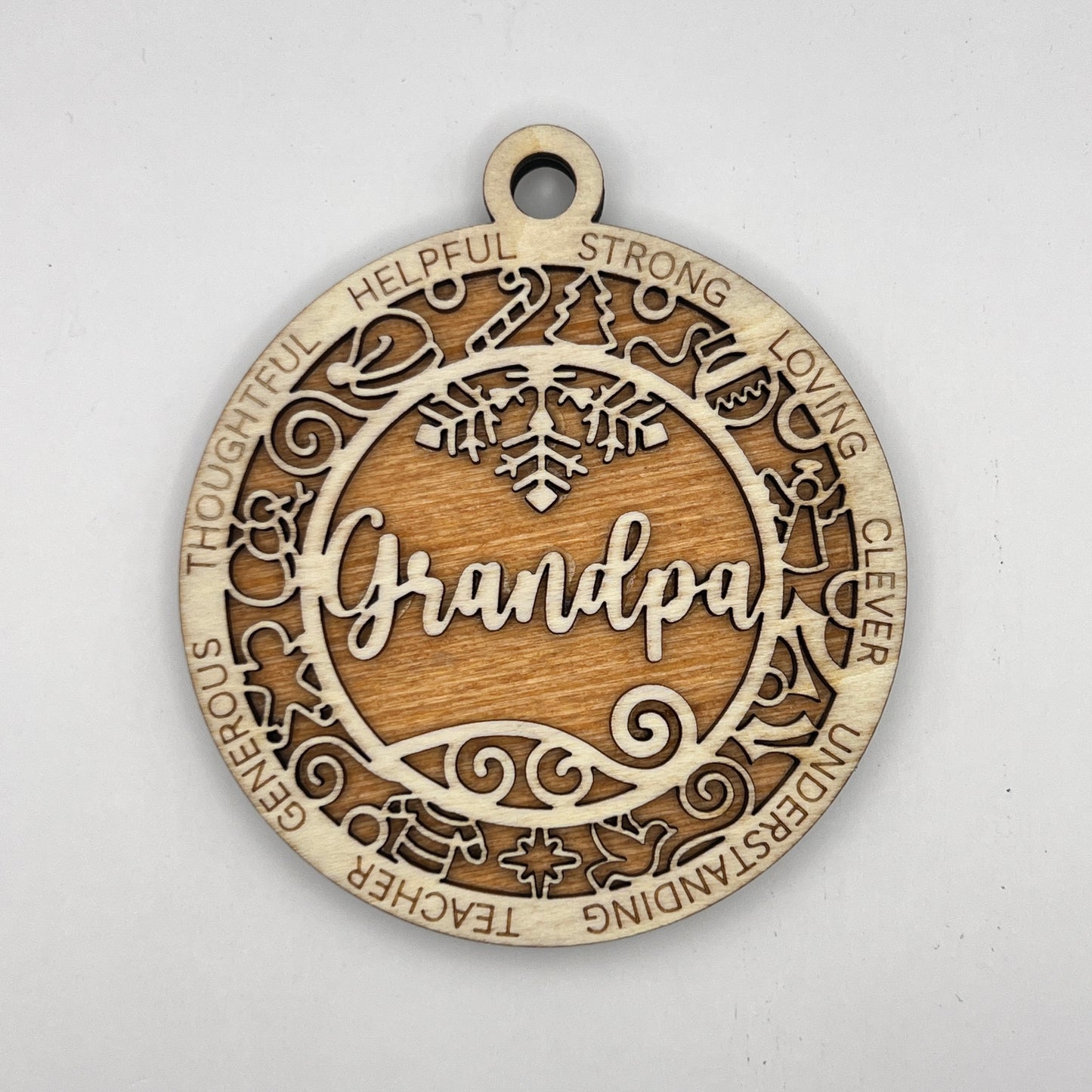 "Grandpa" Wooden Layered Ornament / Magnet / Coaster
