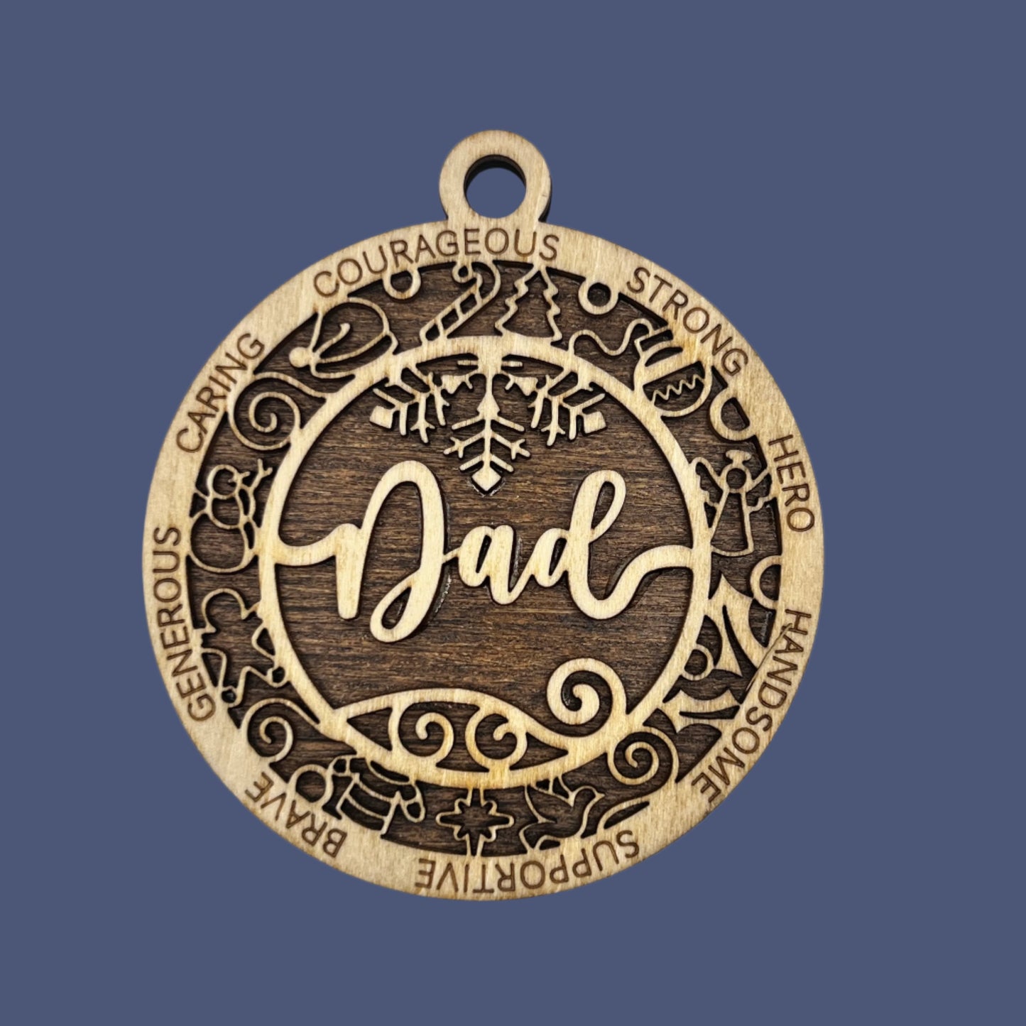 "Dad" Wooden Layered Ornament / Magnet / Coaster