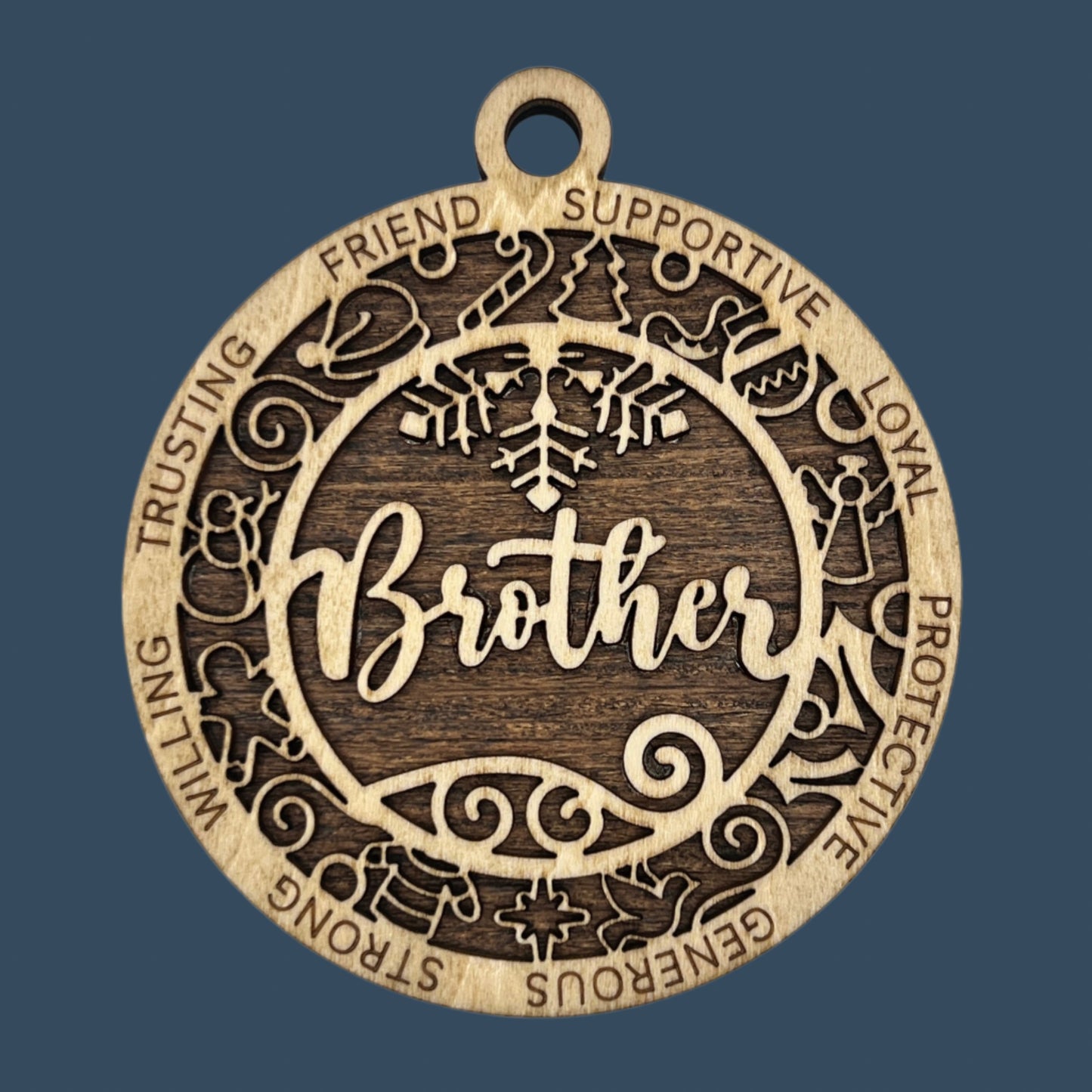 "Brother" Wooden Layered Ornament / Magnet / Coaster