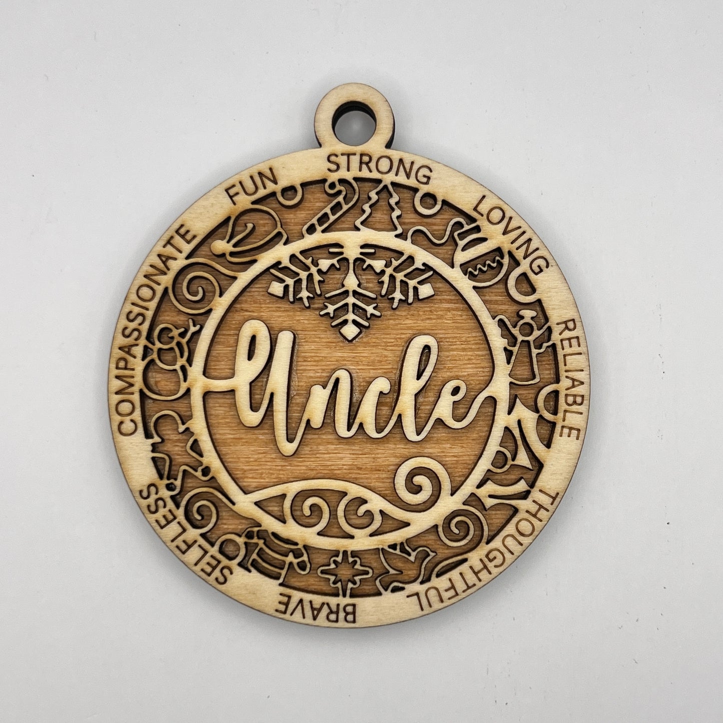 "Uncle" Wooden Layered Ornament / Magnet / Coaster