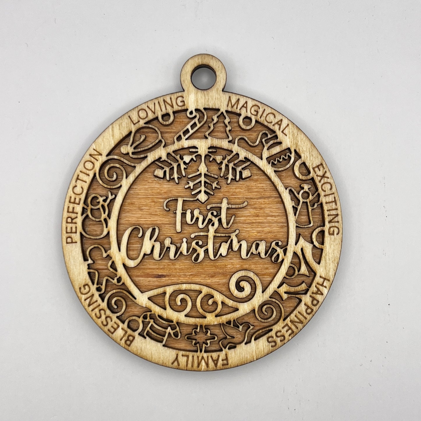"First Christmas" Wooden Layered Ornament / Magnet / Coaster