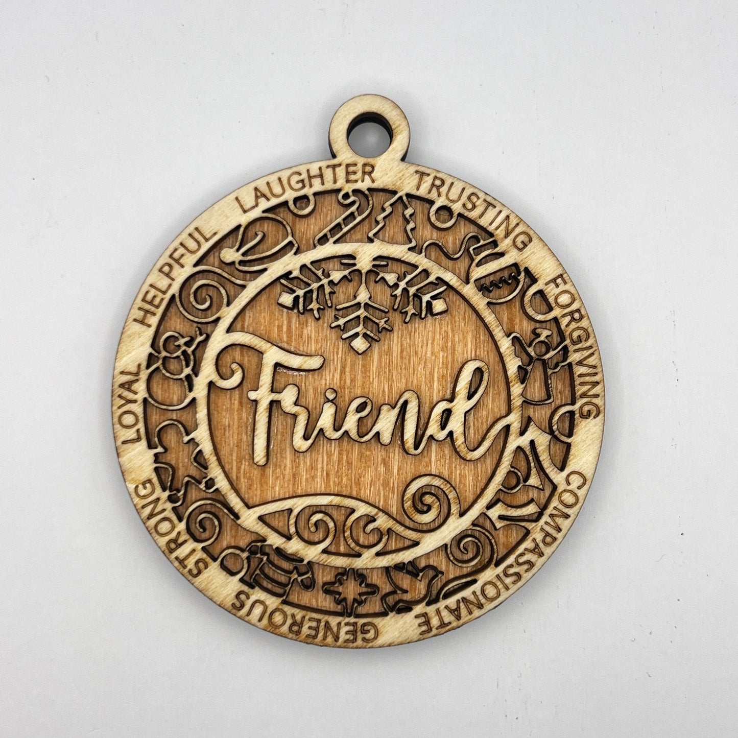 "Friend" Wooden Layered Ornament / Magnet / Coaster