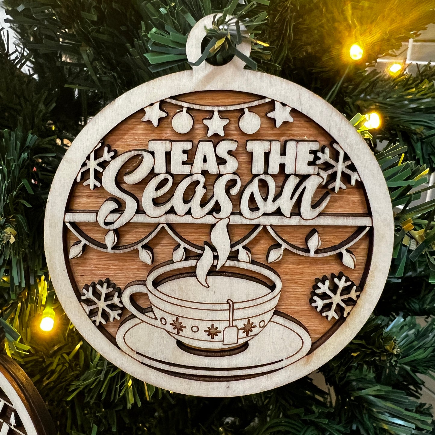 "Teas the Season" Wooden Layered Ornament / Magnet / Coaster