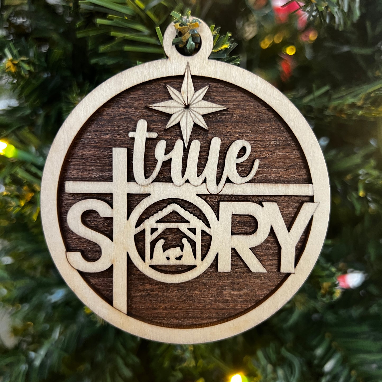 "True Story (with cross)" Wooden Layered Ornament / Magnet / Coaster