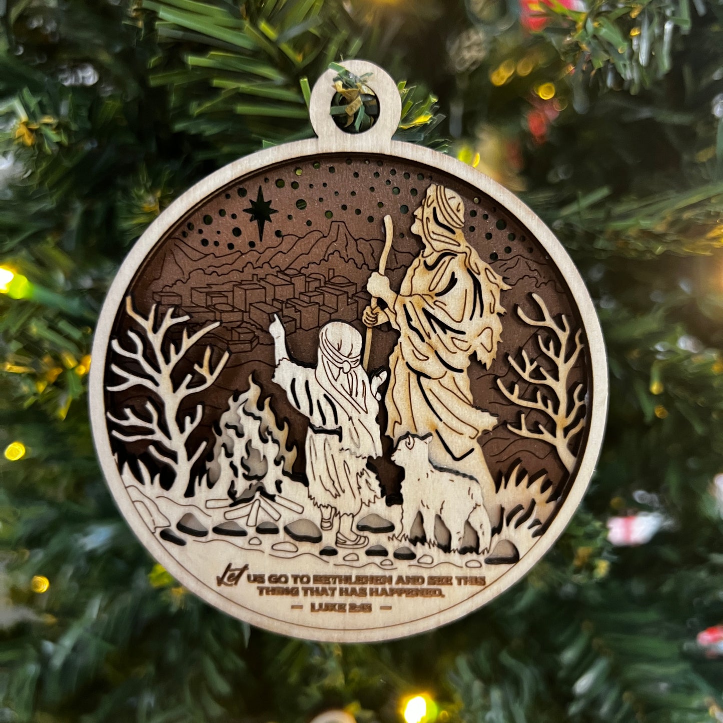 "Let us go to Bethlehem..." Wooden Layered Ornament / Magnet / Coaster