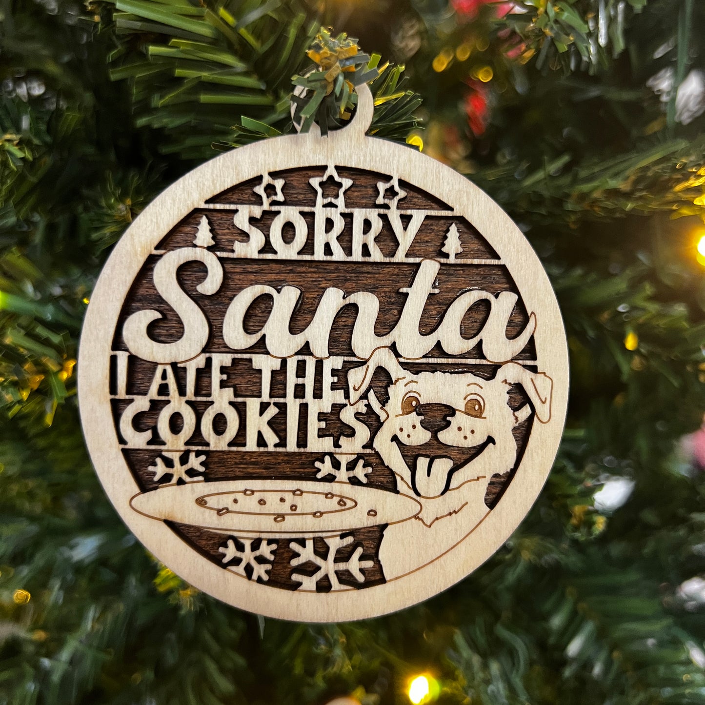 "Sorry Santa, I Ate the Cookies" Pawsome Wooden Layered Ornament