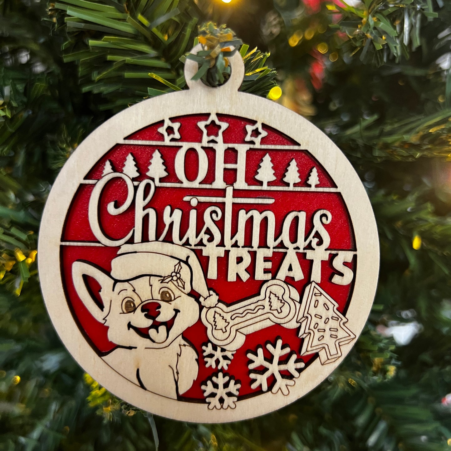 "Oh Christmas Treats" Pawsome Wooden Layered Ornament
