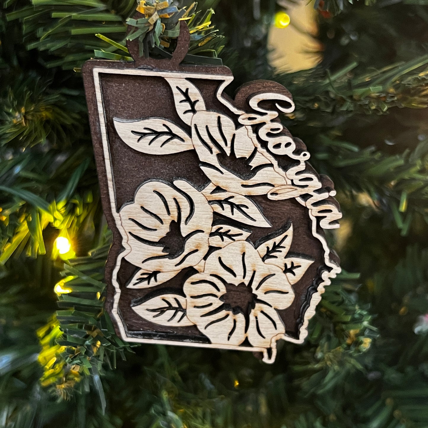STATE FLOWER Wooden Layered Ornament (4")