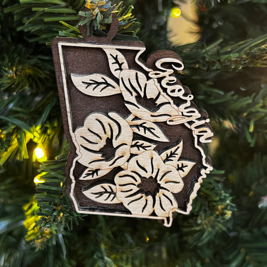 STATE FLOWER Wooden Layered Ornament (4")