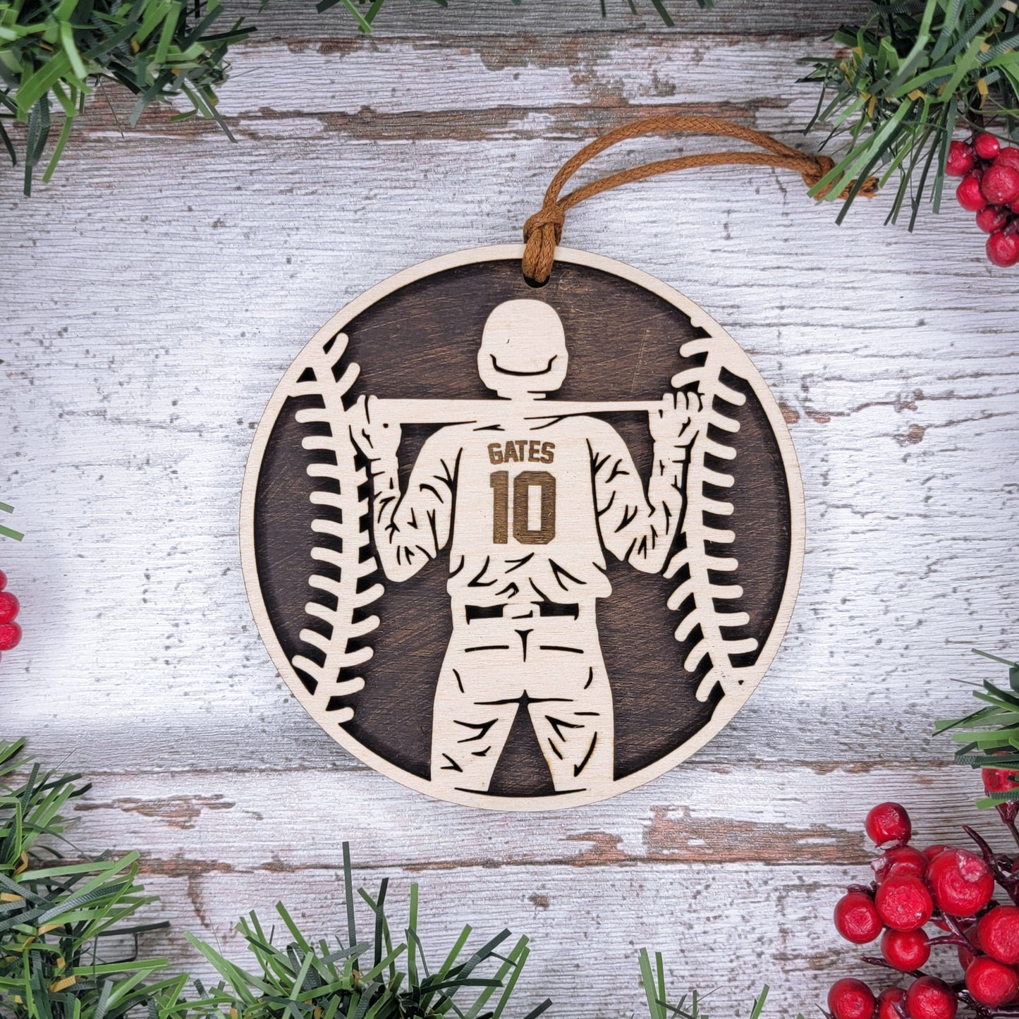 "BASEBALL" Stadium Series Wooden Layered Ornament (Customizable)