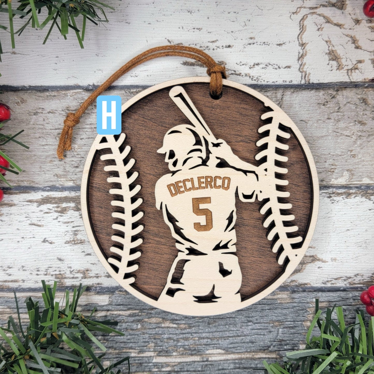 "BASEBALL" Stadium Series Wooden Layered Ornament (Customizable)