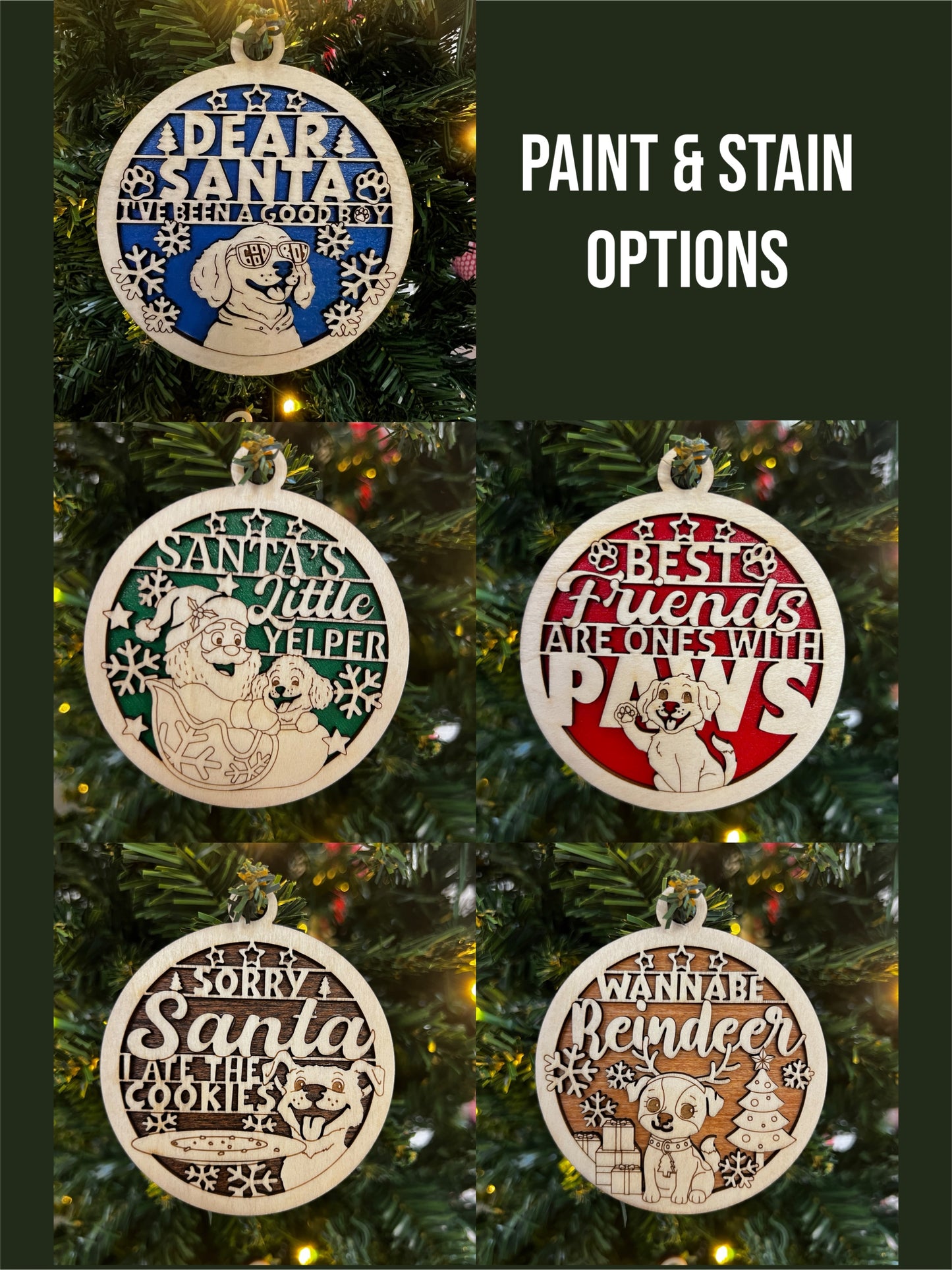 "Santas Little Yelper" Pawsome Wooden Layered Ornament