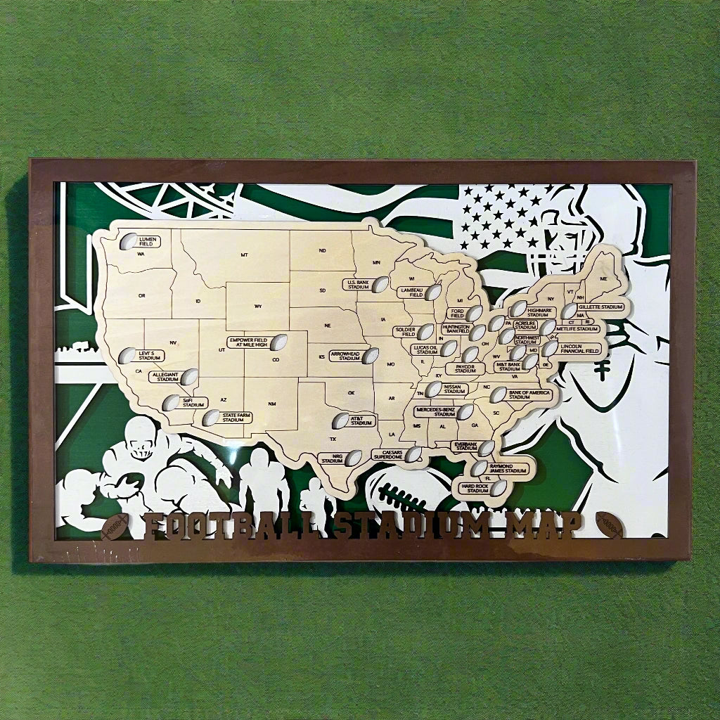 Football Stadium Map ( 18” x 11” ) (Green/Brown)
