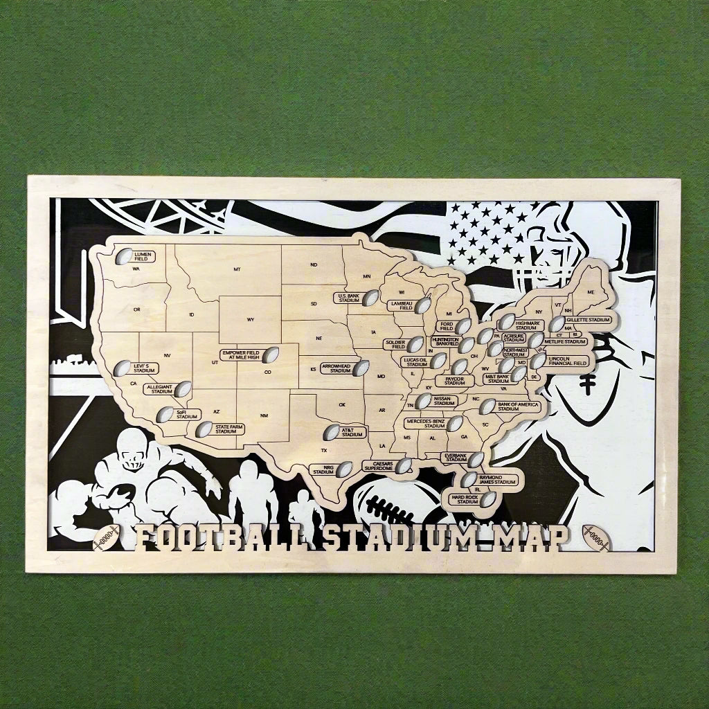 Football Stadium Map ( 18” x 11” ) (Black/Natural)
