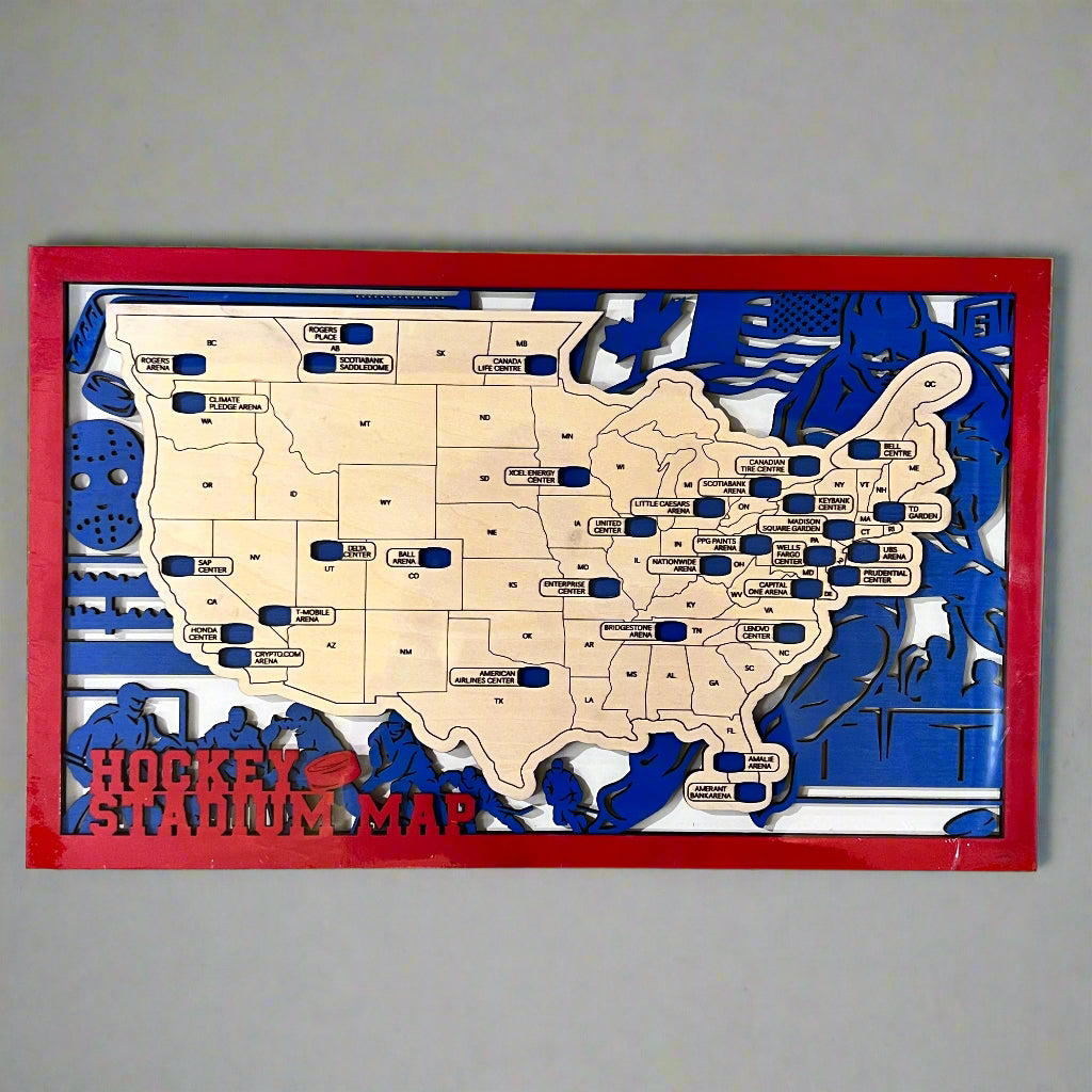 Hockey Stadium Map ( 18” x 11” ) (Red/Blue)