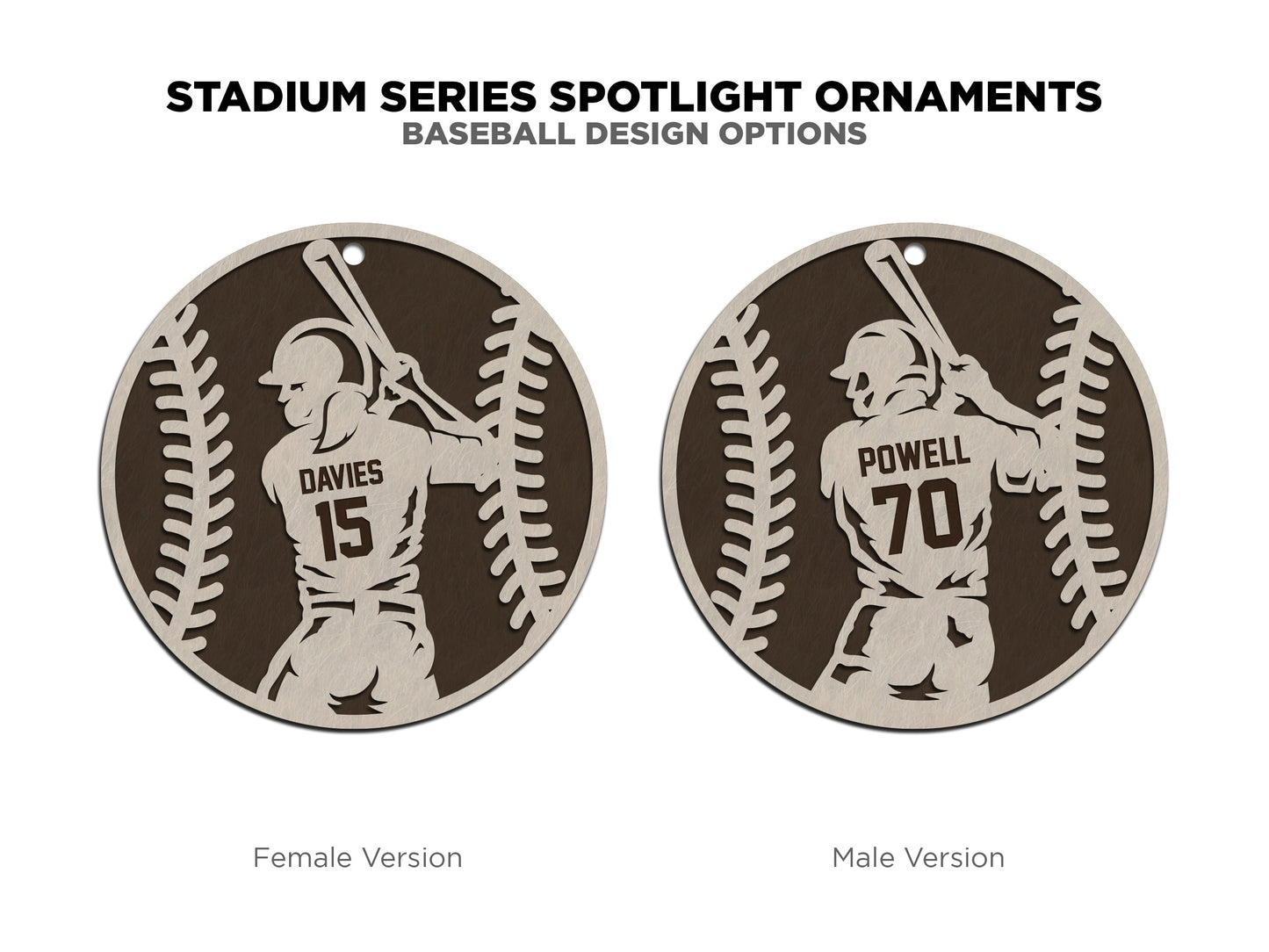 "BASEBALL" Stadium Series Wooden Layered Ornament (Customizable)