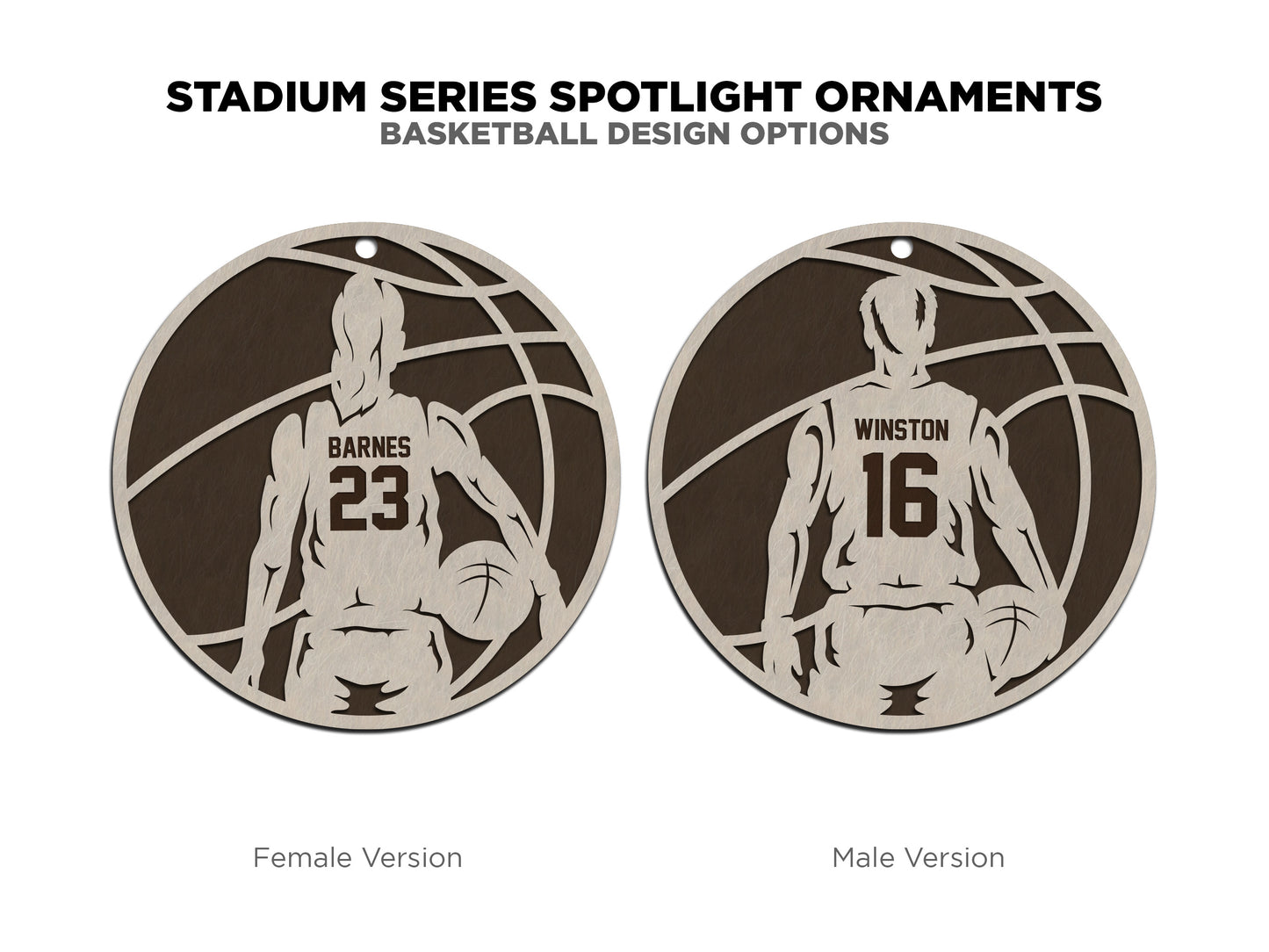 "BASKETBALL" Stadium Series Wooden Layered Ornament (Customizable)