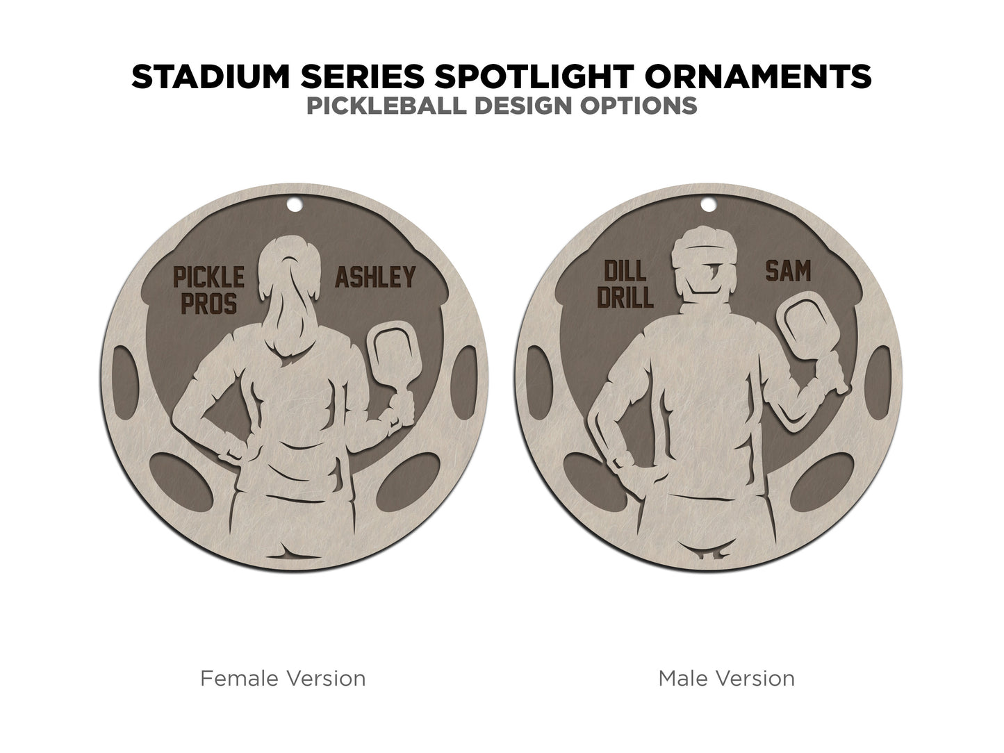 "PICKLEBALL" Stadium Series Wooden Layered Ornament (Customizable)