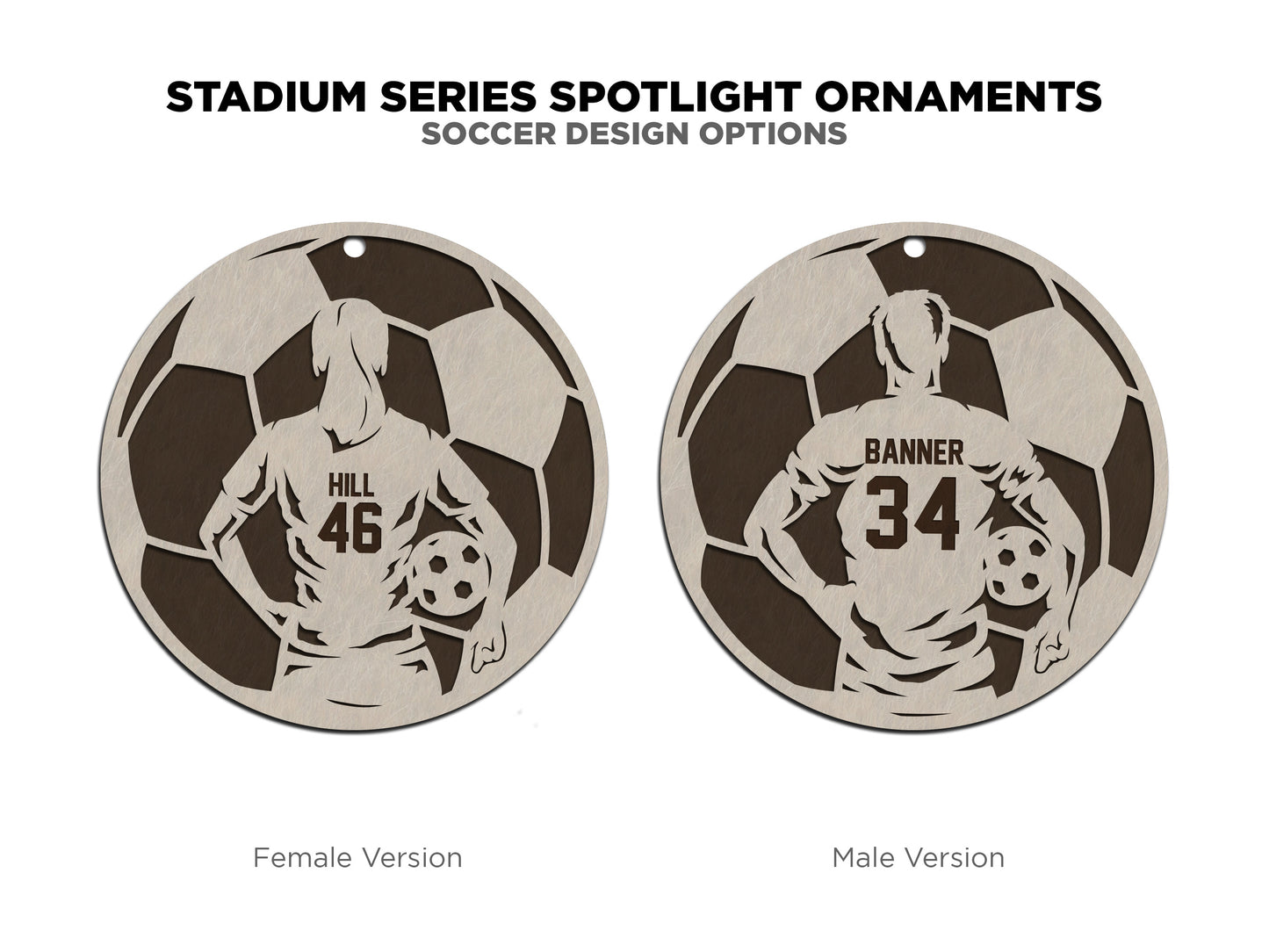 "SOCCER" Stadium Series Wooden Layered Ornament (Customizable)