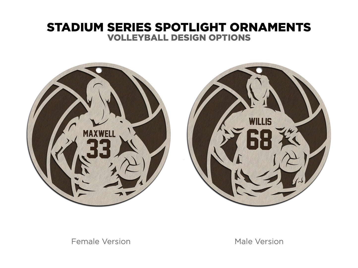 "VOLLEYBALL" Stadium Series Wooden Layered Ornament (Customizable)