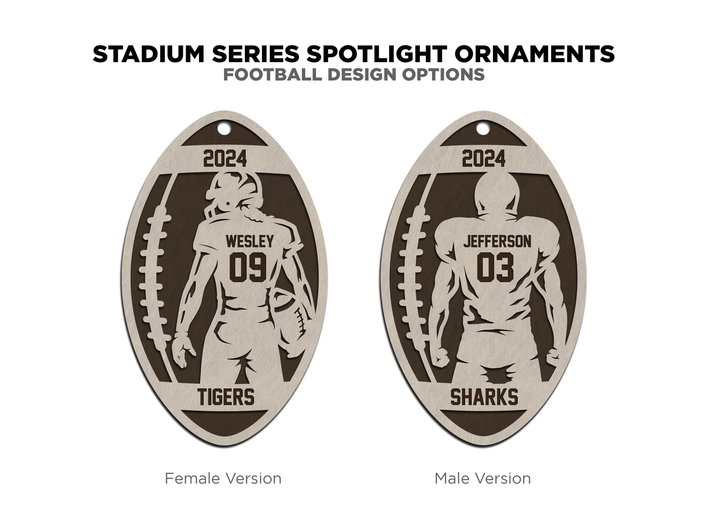 "FOOTBALL" Stadium Series Wooden Layered Ornament (Customizable)